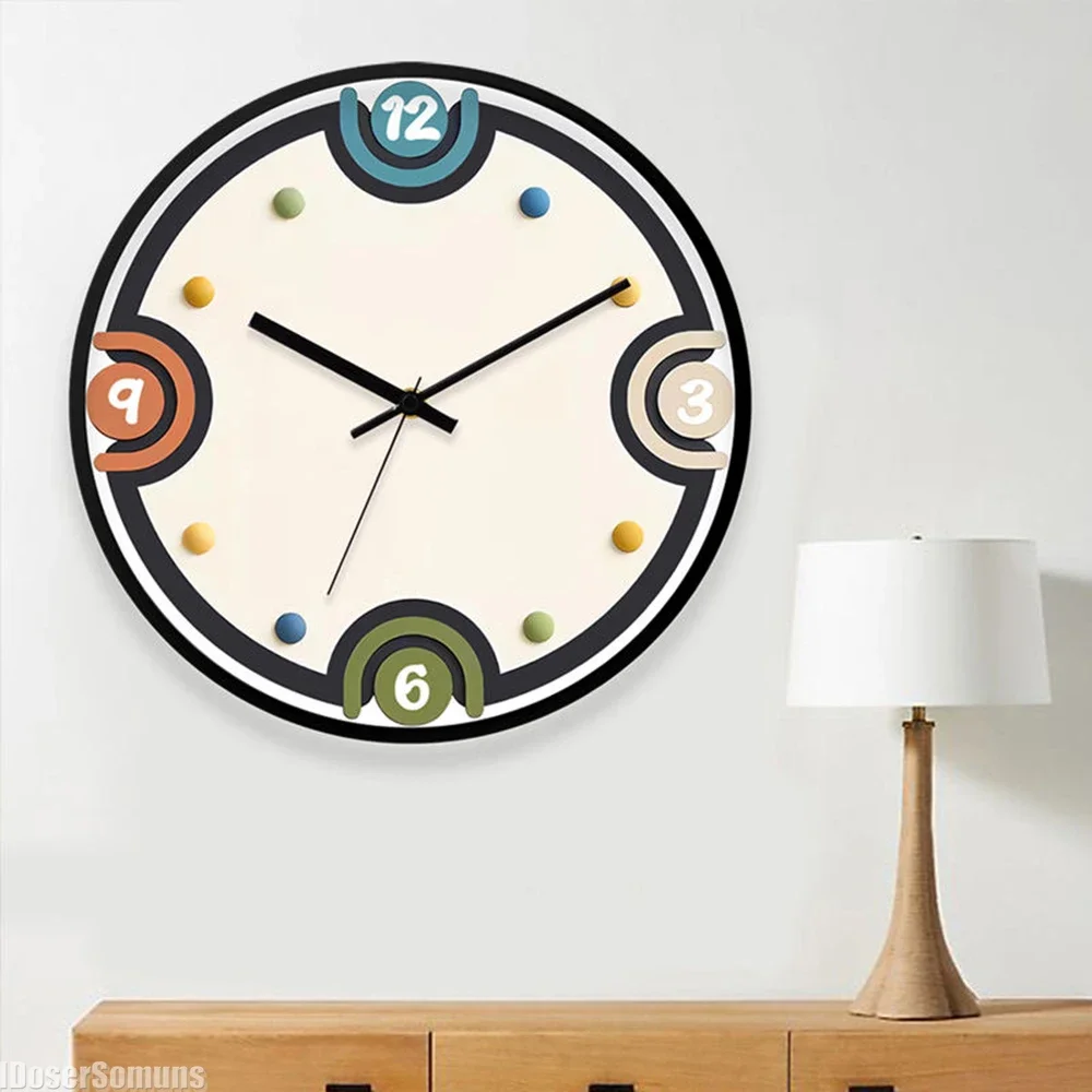 

Cream Style Clock Modern Simple Wall Clock Living Room No Punch Card Home Foyer Decorative Wall Mounted Mute Clock