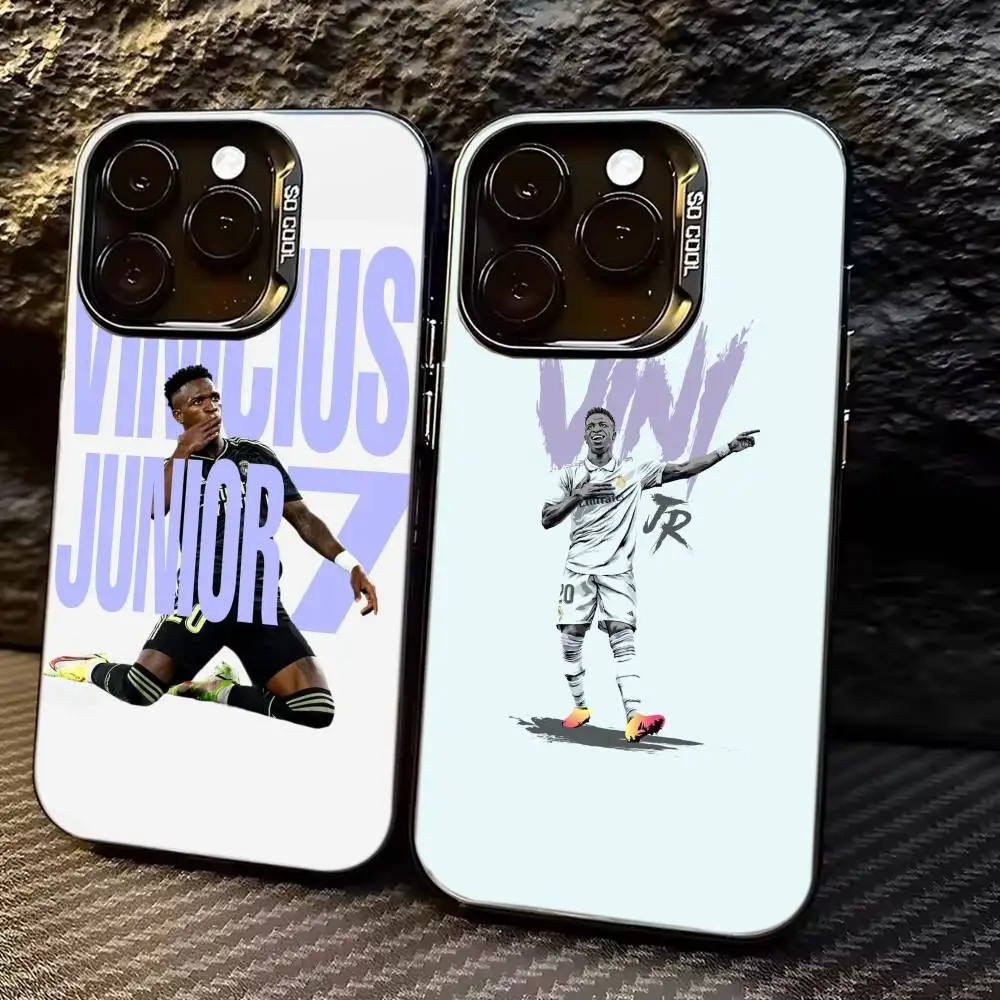 

Football Player V-VINI J-JR Phone Case For iPhone 17,16,15,14,13,12,11 Plus,Pro Max,XS,Colorful Silver Phone case Funda Cover
