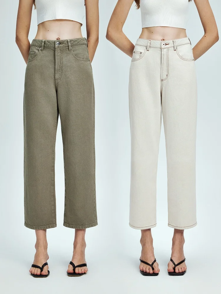 

Джинсы UZZO Classic с высокой талией, зауженные, эластичные, прямого кроя, женские, весна-лето, новые, облегающие, из хлопка, стрейч