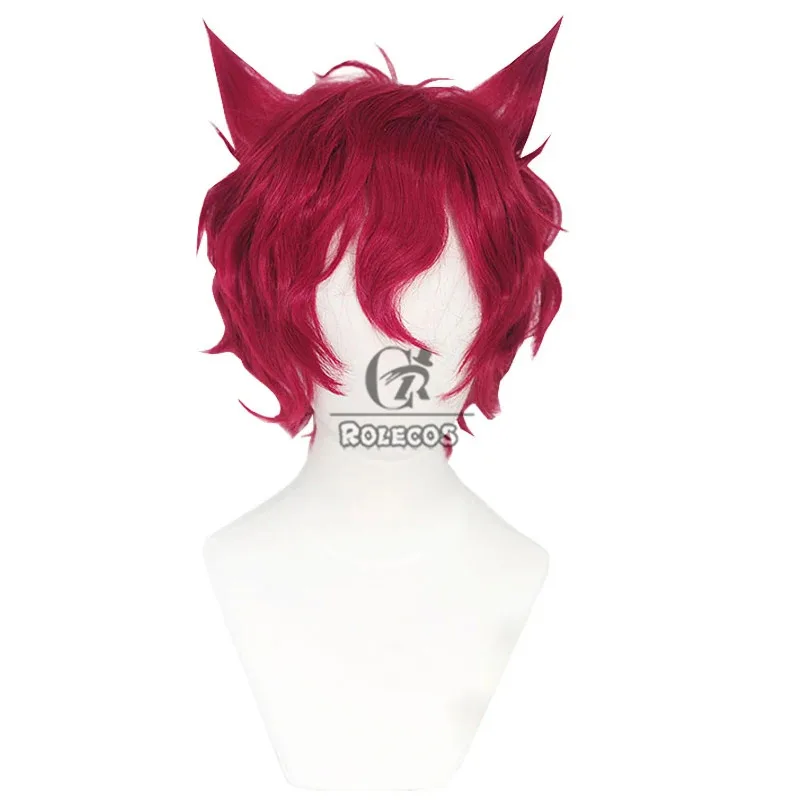 2025 yiyi ROLECOS pelucas de Cosplay juego LOL Heartsteel Sett 30cm corto rizado vino rojo hombres peluca pelo sintético resistente al calor