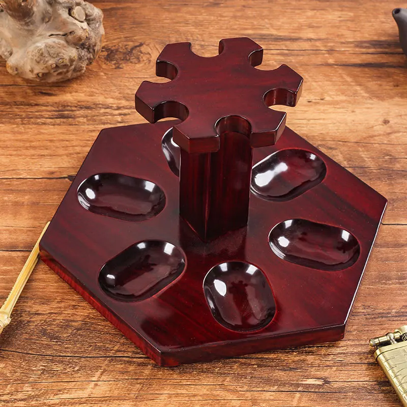 6 Pipes Wood Racks Display Holder Half-round Romanesque Style Detachable Tobacco Pipe Stand Rack Smoking Accessories