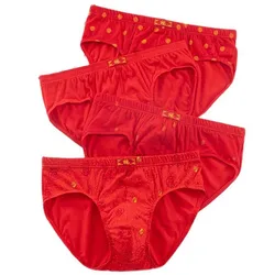 4 Pcs Big Size Men Briefs Shorts Red Underwear Cotton Panties Underpants Boy Undies Homme Knickers 2023 New Year Gifts