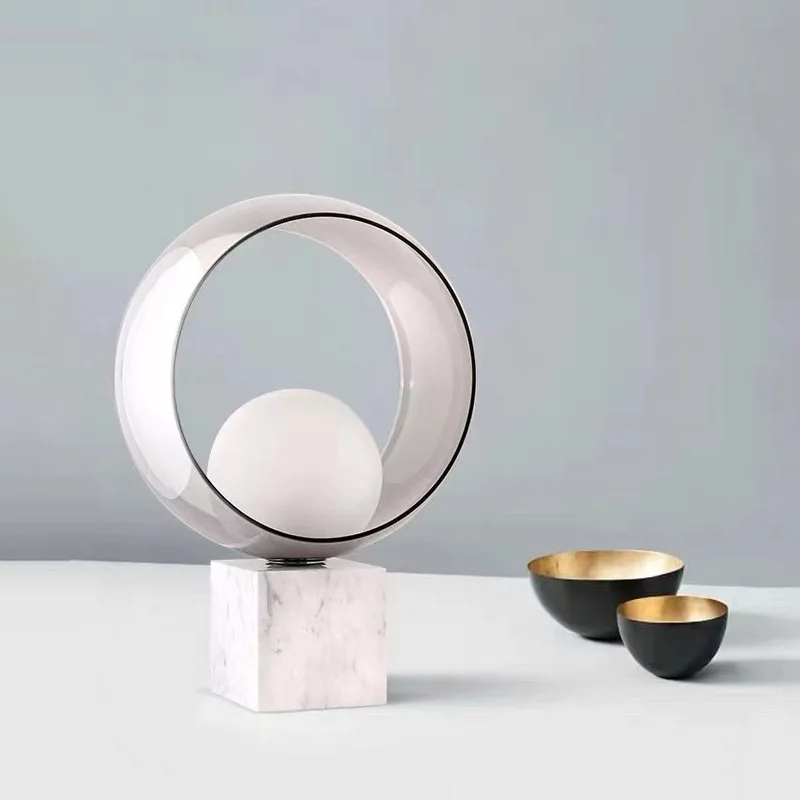 

Simple bedside table lamp model room marble living room bedroom glass decorative table lamp