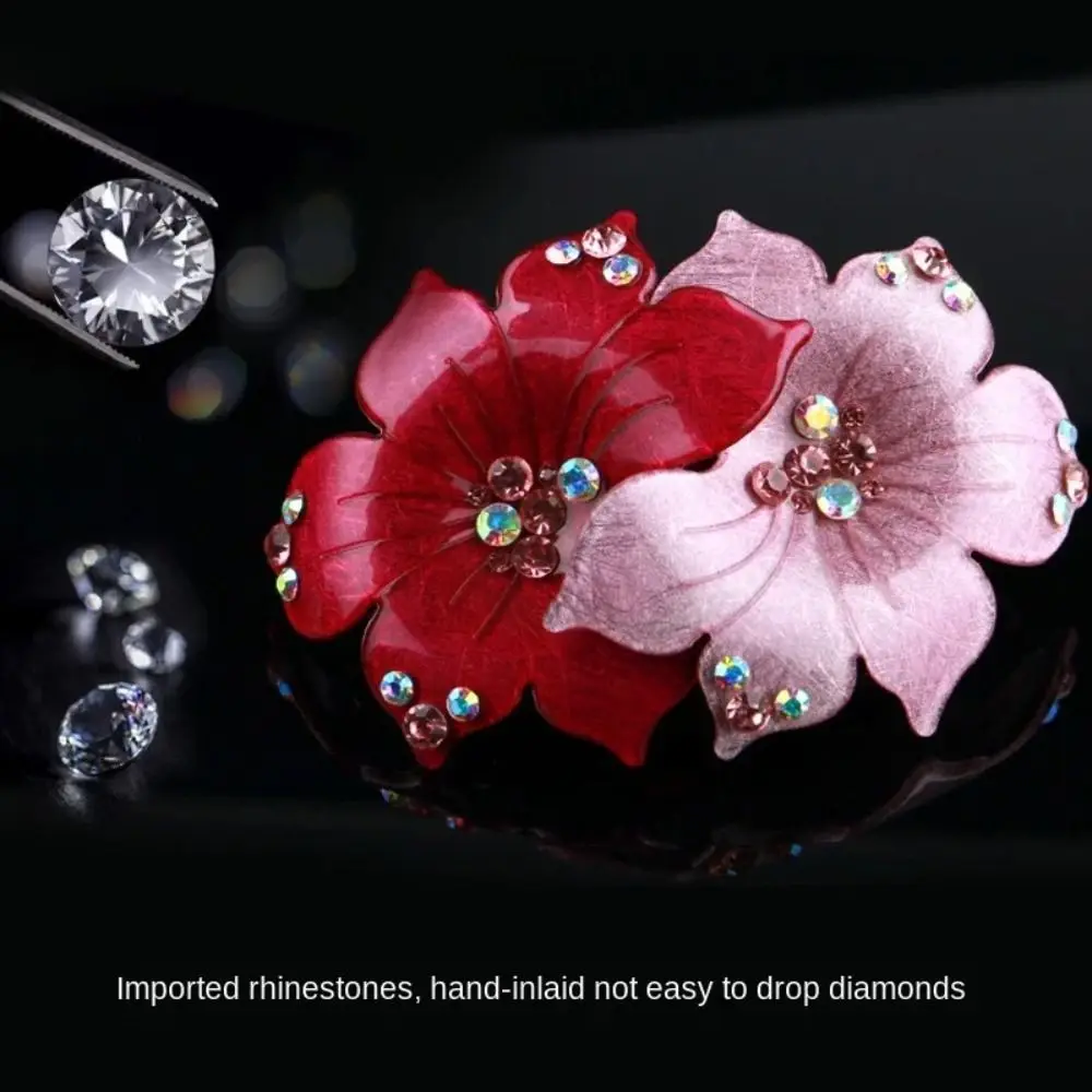 Elegant Violet Flower Crystal Spring Hairpin Acrylic Rhinestone Hair Clip Hair Accessories Hair Clamp Women Headwear