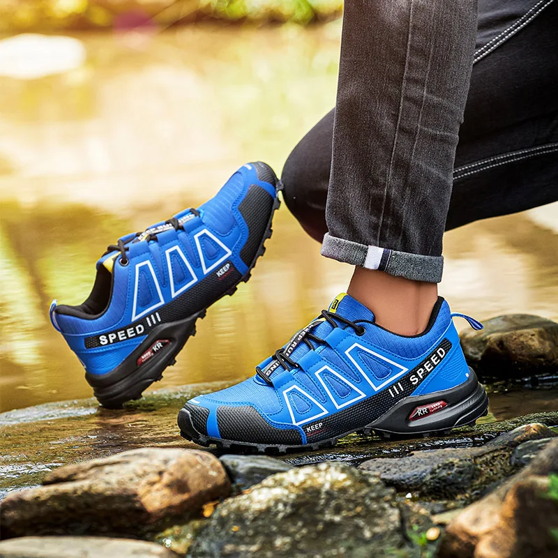 Men‘s Waterproof Hiking Shoes Outdoor Trainers Lace-up Climbing Shoes Women Trekking Sneakers Anti-slip Hunting Tactical Sneaker