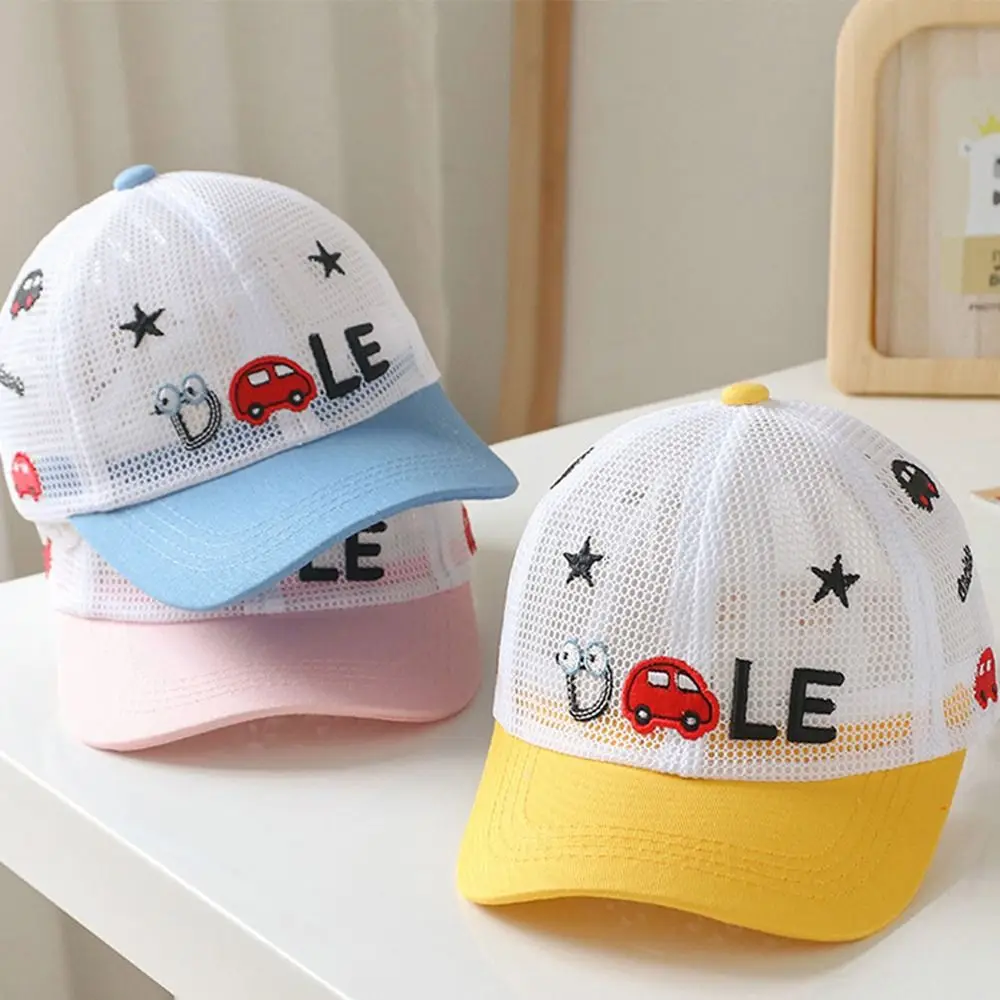 Gorra de béisbol con visera para niños, gorro con visera, estilo coreano, malla de ojos grandes, transpirable, informal, Verano