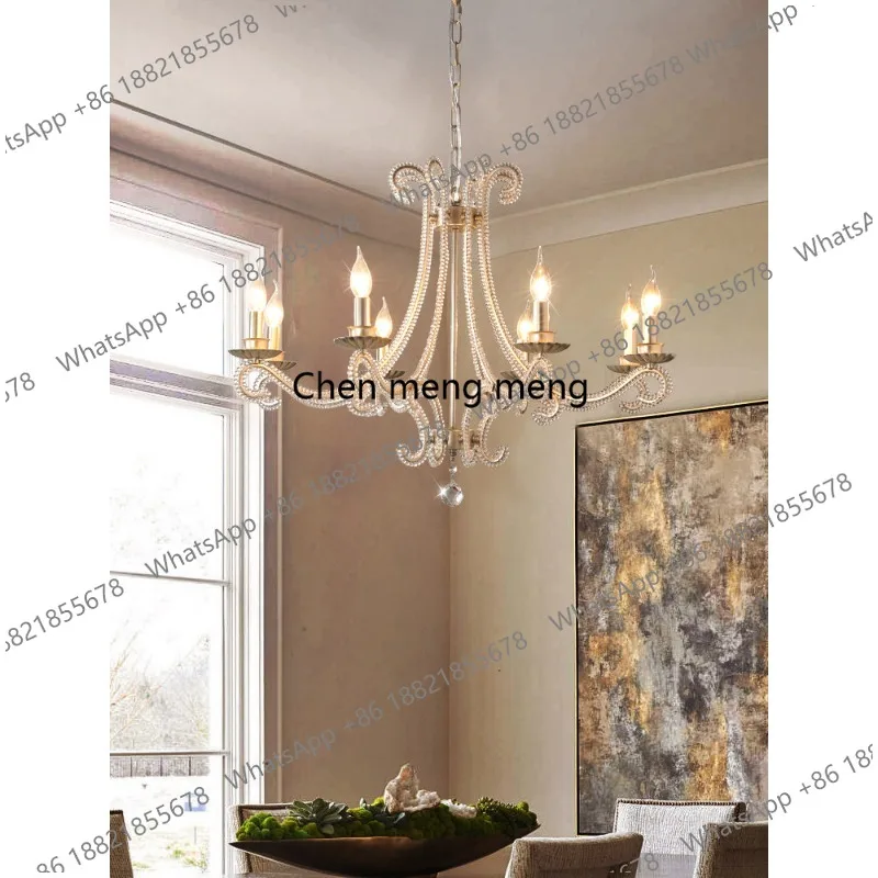 

French chandelier duplex floor living room lamp dining room American country retro bedroom candle crystal