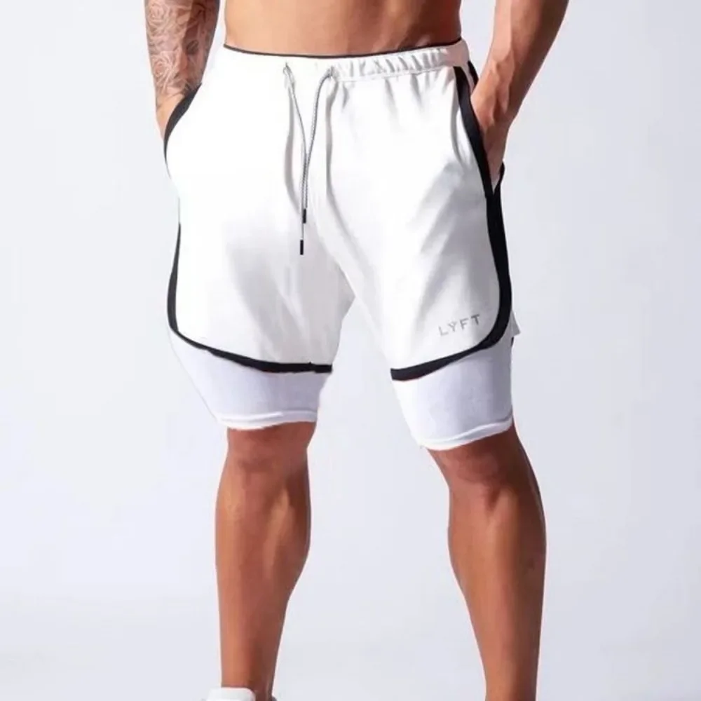 Short de Basket-ball 2 en 1 pour Homme, Pantalon de Course Respirant et Décontracté, Survêtement avec Entrejambe Ouverte