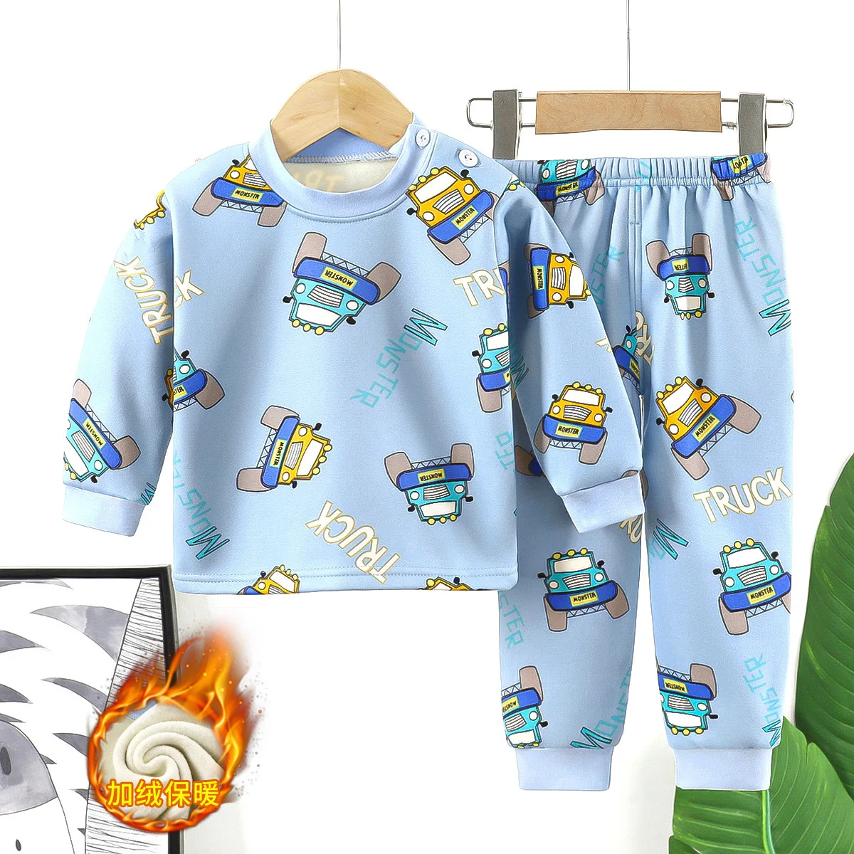 Children's Warm Underwear Set for Men, Middle and Girls with Thick Velvet Autumn Clothes, Autumn Pants, Baby Pajamas, Children's