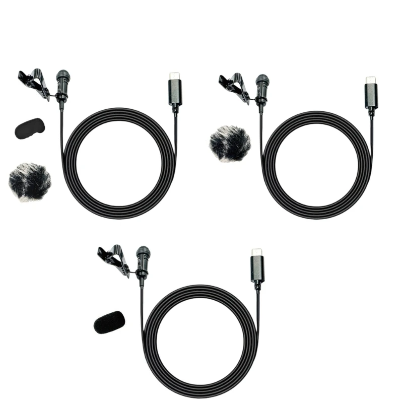 

Type C Lavalier Microphone, Easy Clip On Lapel Mic Highly Sensitivity