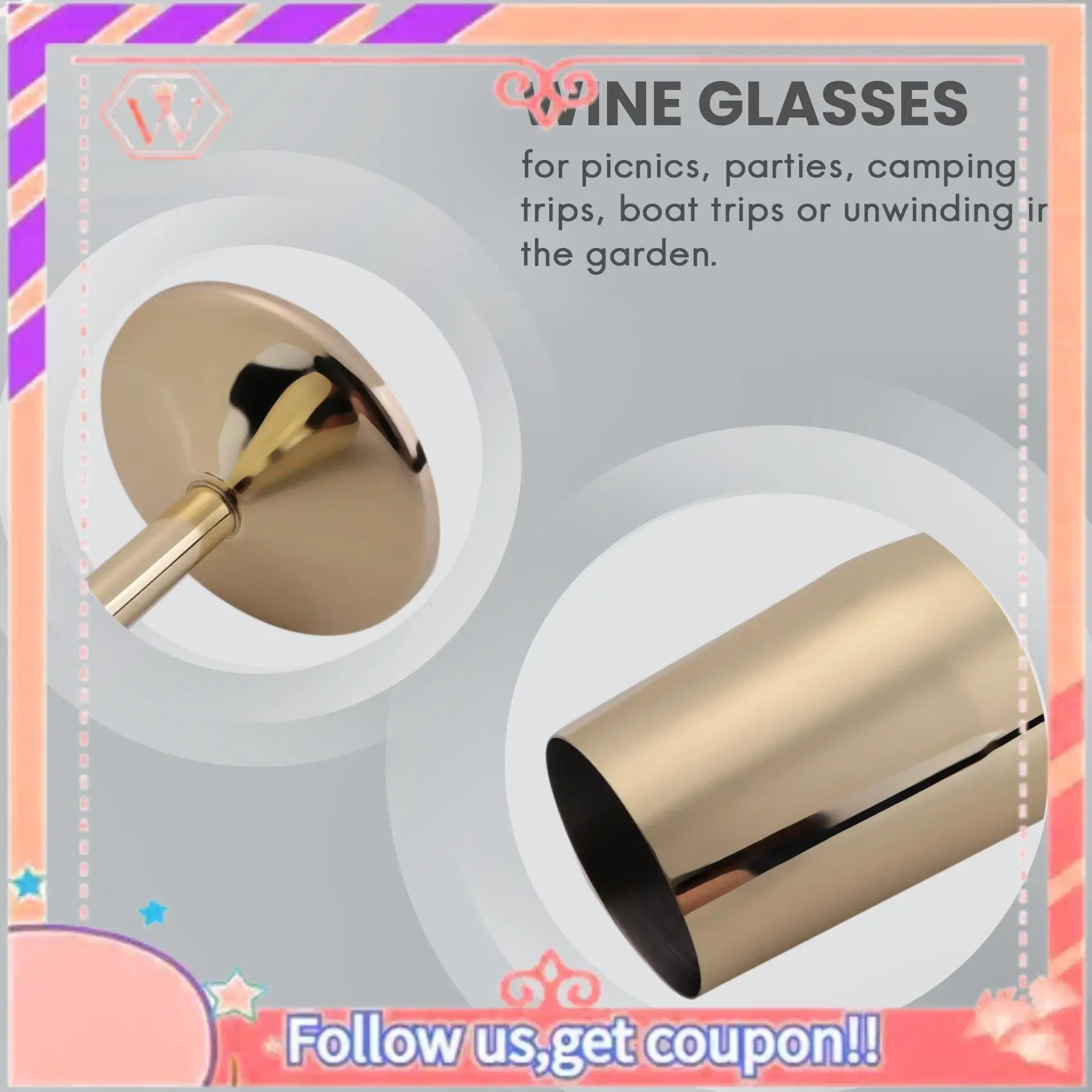 

Upgraded 2Pcs/Set Shatterproof Stainless Champagne Glasses Brushed Gold Wedding Toasting Champagne Flutes Drink Cup Party Marria
