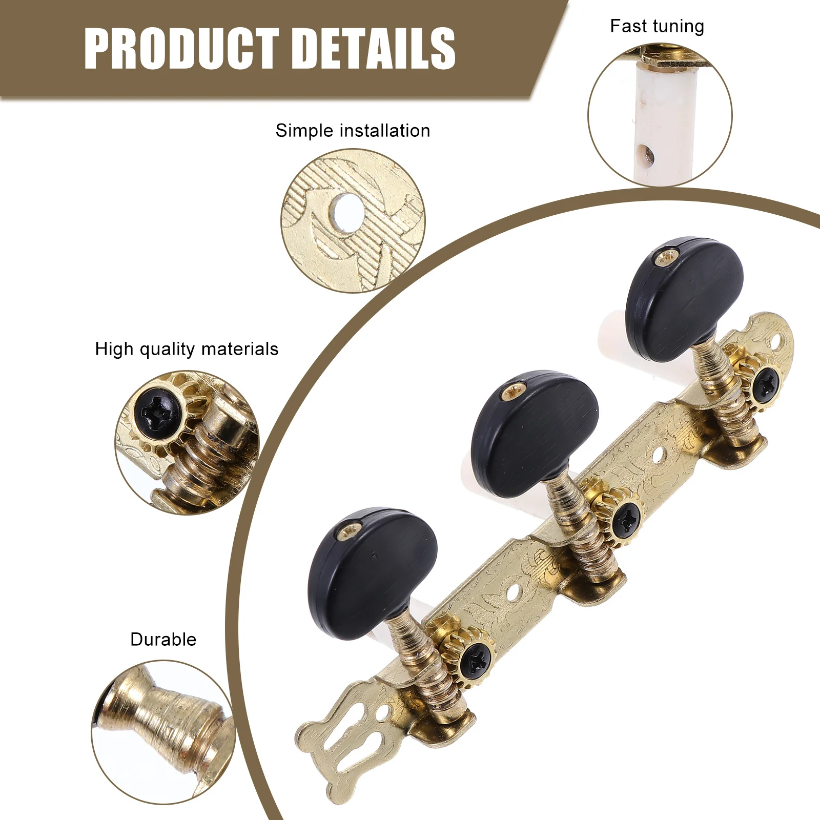 

2pcs Guitar Tuning Pegs Black Metal Acoustic Folk String Instrument Repair Tool Fast Accurate Pitch Adjustment Design