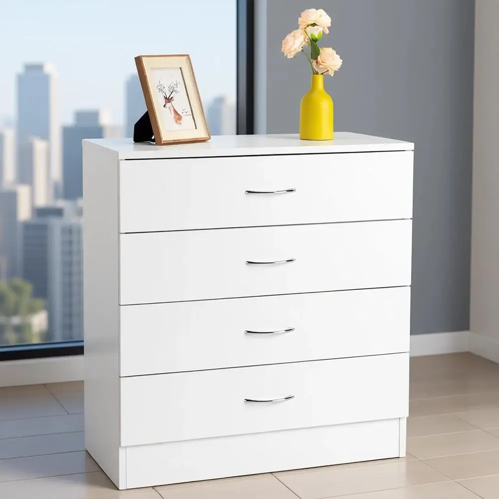 

Bedroom, Nightstand, and Nursery Storage Solutions: White Chests with 4 Drawers for Versatile Use
