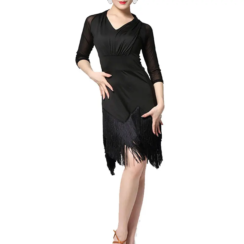 Women Sexy Fringe Flapper Tassel Latin Dance Dress Lady Ballroom Tango Samba Salsa Rumba Gatsby Stage Costumes for Adult Outfits