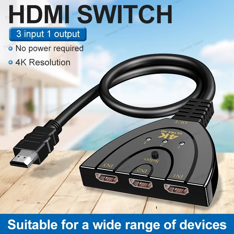 HW-4K301X hdmi switcher 3 in 1 uit 4k * 2k hdmi drie in een uit converter bedrade scherm splitter kvm