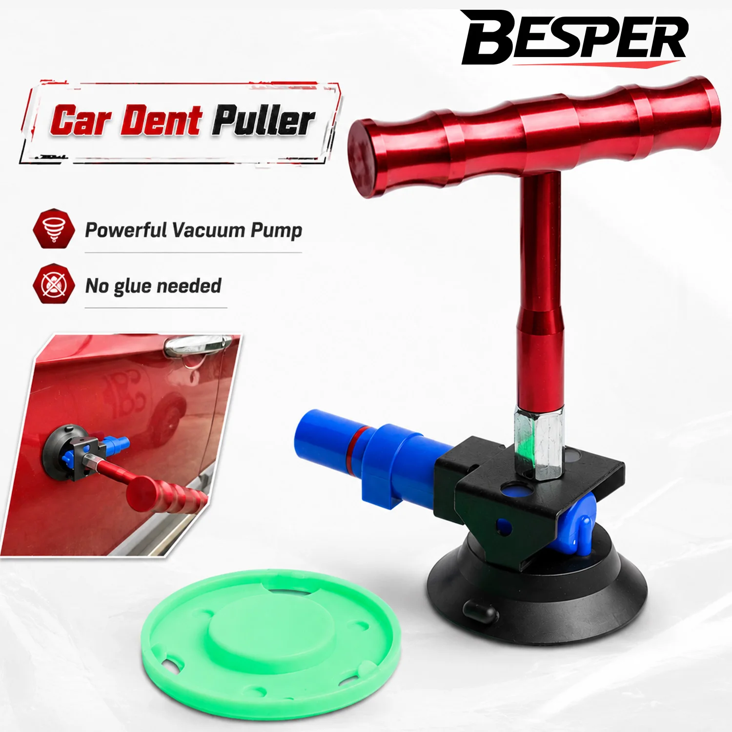 

Hand Pump Suction Vacuum Cup, Heavy Duty Rubber Cups for Car Dent Repair, Paintless T-Handle Dent Removal Auto Body Hail