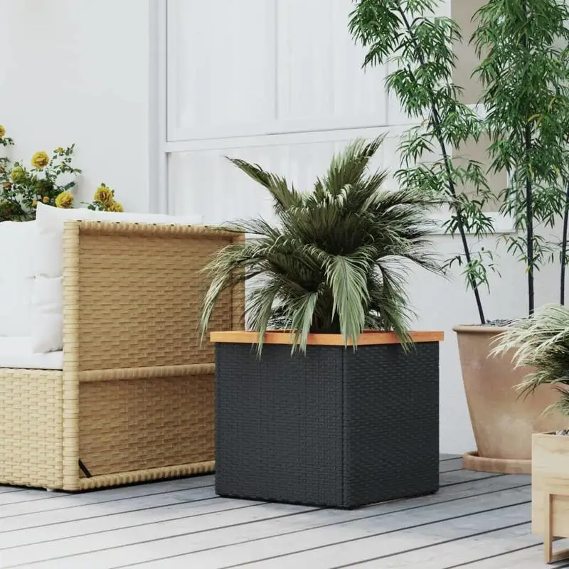 Bac de plantation noir 40x40x40 cm en polyrotin résistant à la rouille, jardinière surélevée pour jardin, patio, balcon, pour la culture de fleurs, légumes, fruits, usage de jardinage