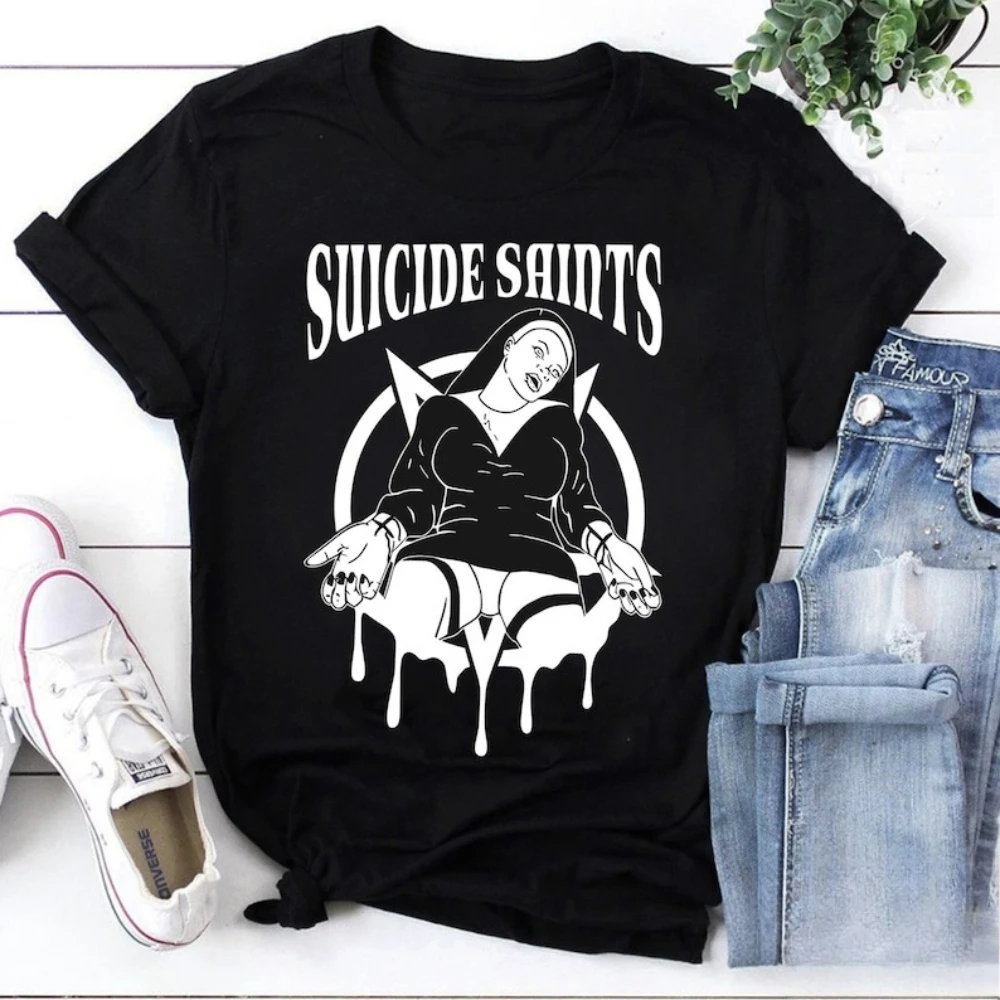 الرعب القديسين نون هدية هالوين تي شيرت امرأة رجل الصيف موضة عادية القطن الجرافيك تي شيرت الشارع الشهير بلايز المحملة