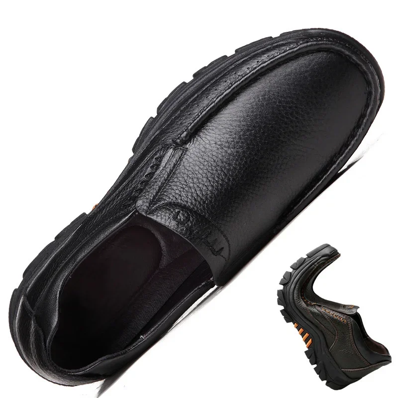 Mocasines Informales De Piel Auténtica Sin Cordones, Zapatos De Cuero De Vaca, Suaves, Color Marrón Y Negro, A2088, Hombre