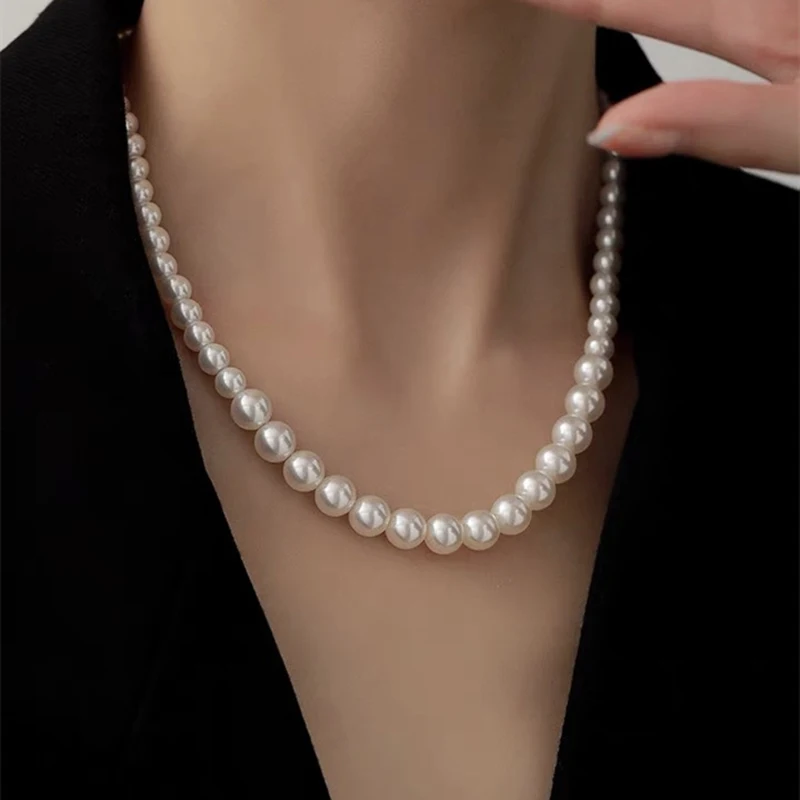 2024 NEW 4-9mm Real Natural South Sea White Round Pearl Necklace 18INCH 14k Gold P  If you need to customize, please contact me.