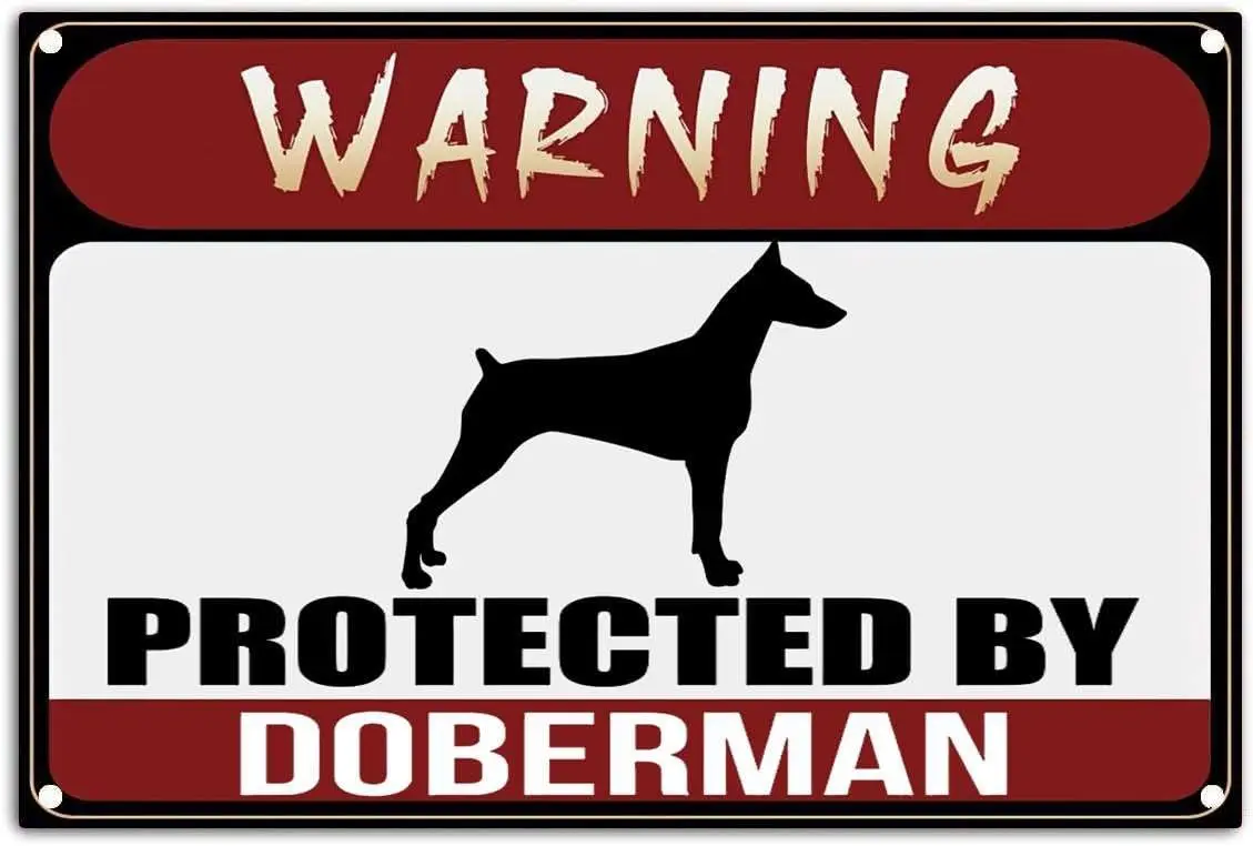 Warning Protected by Doberman, Beware of Dog Metal Aluminum Sign 8X12inch/Tin Sign