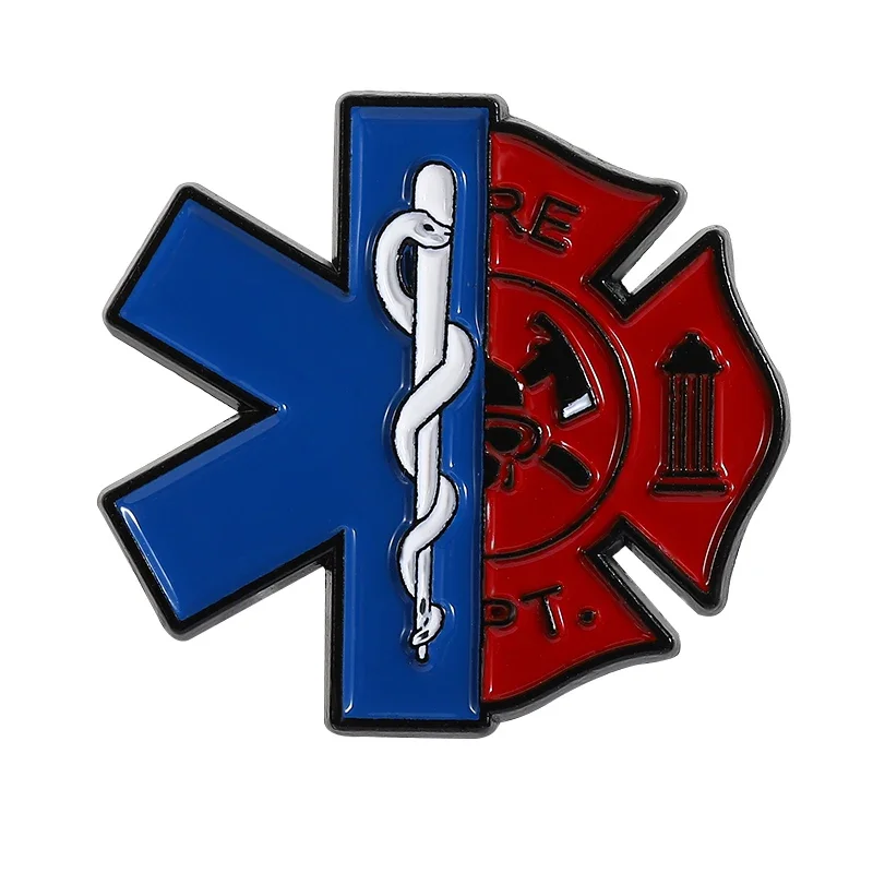 Emt Star Of Life Enamel Pins Custom Medical Emergency Firefighter Sign Brooches Clothes Lapel Badge Jewelry Gift for Friends