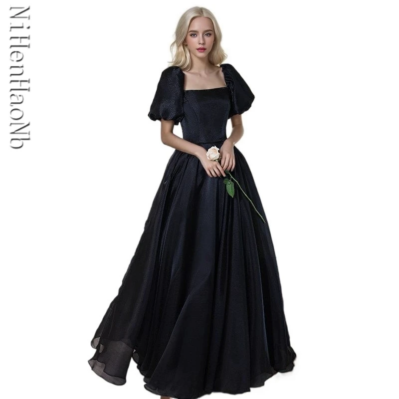 Black Evening Dress Women 2024 New Banquet Annual Meeting Elegance Dress Art Exam Adult Gift Vestido