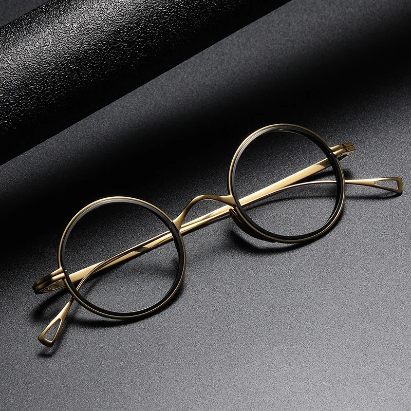 

Japanese Vintage Features Small Round Frame Pure Titanium eyeglasses Double Circle Design as KameManNen KMN123