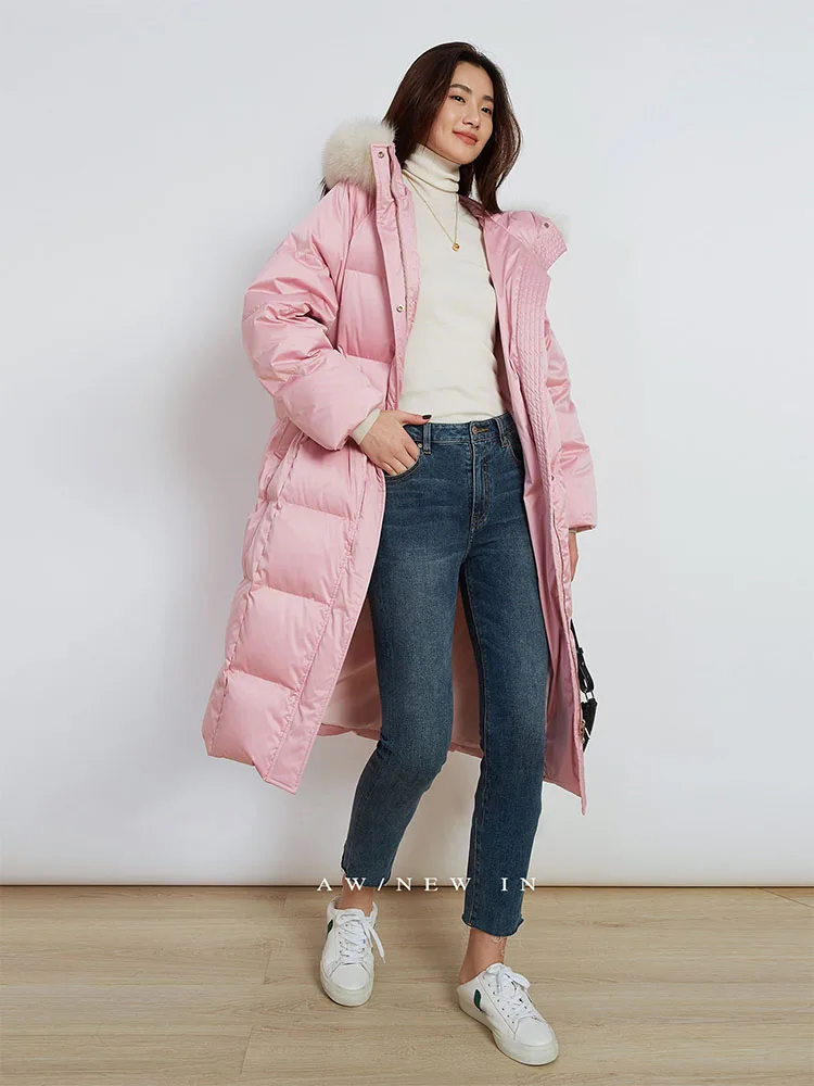 Chaquetas de largo medio con cuello de piel para mujer, abrigo largo con capucha y cuello alto, Parkas gruesas y cálidas para invierno, 2022