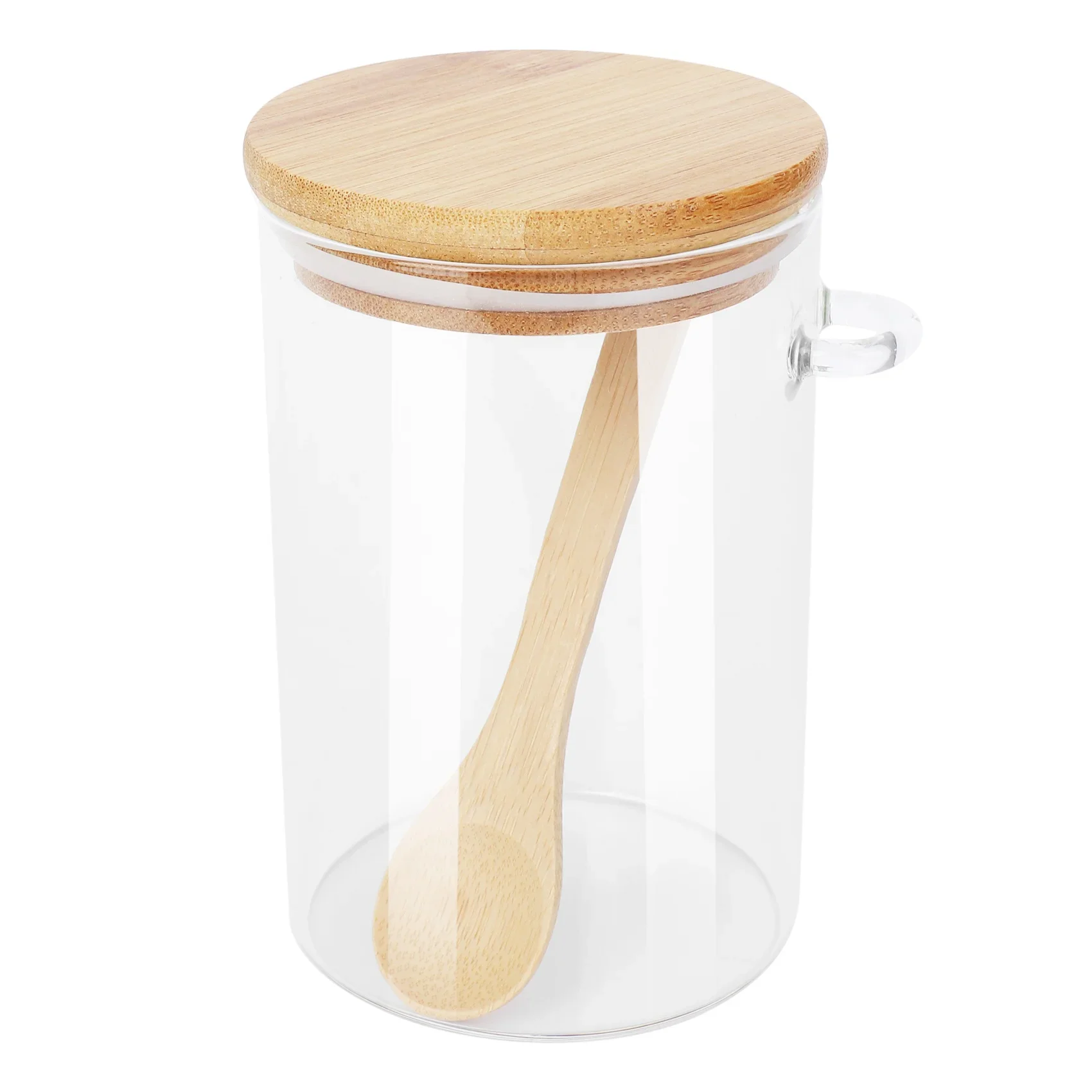 Food Storage Glass Jar Clear Sealed Canister Container with Lid and Spoon for Loose Tea Salt Sugar Coffee Bean Preservation