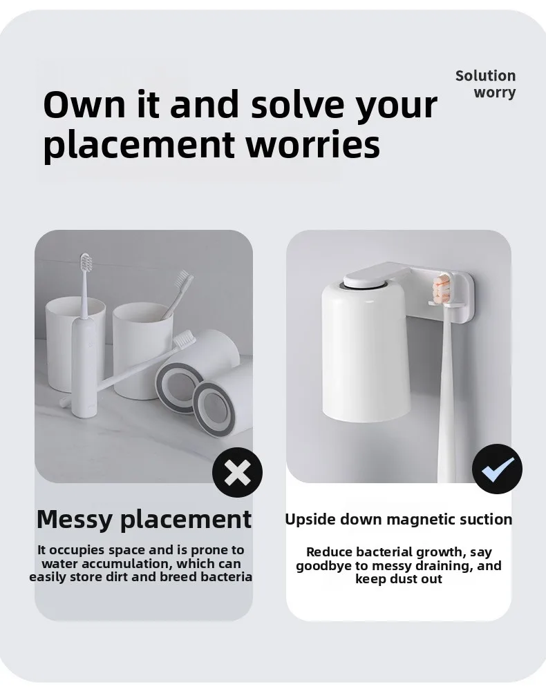 Magnetic Toothbrush Holder Wall Mounted No Drill Bathroom Storage_voghion.com