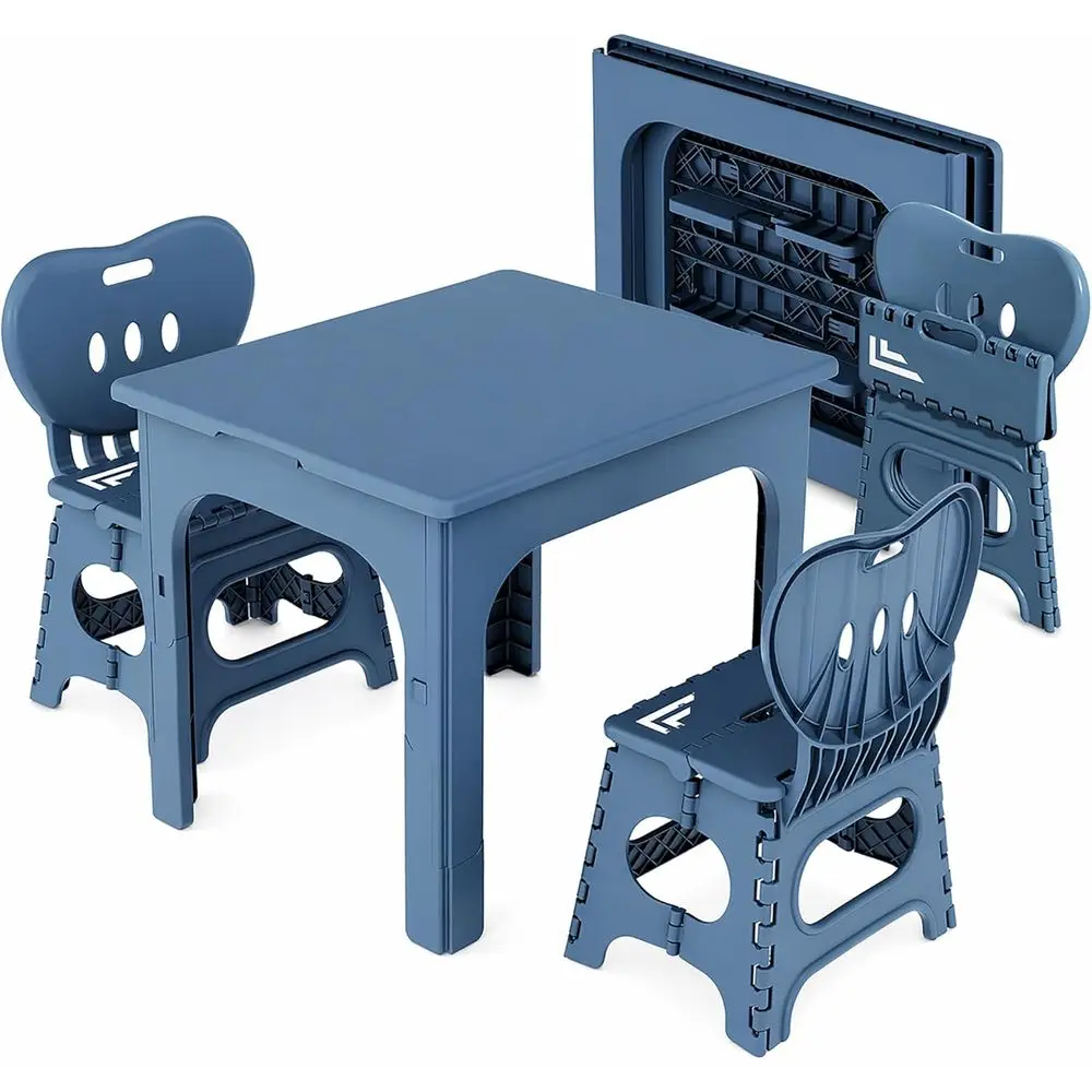 

Height-Adjustable Portable Table and Chairs Set for Kids and Adults, Ideal for Indoor, Outdoor, Study, Crafts, Camping, Picnics,