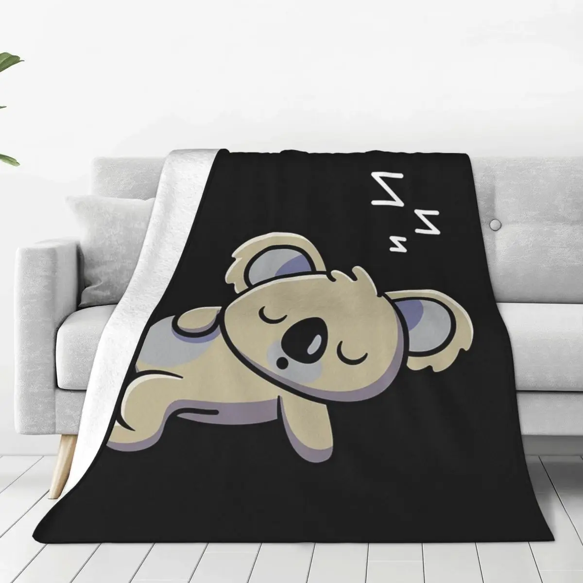 Cute Baby Koala Sleeping Good Night Blankets Soft Warm Flannel Throw Blanket Plush for Bed Living room Picnic Travel Home Sofa