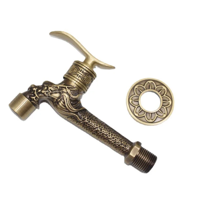 Cổ Rồng Vòi Nước Cho Máy Giặt Cây Lau Nhà Khắc Bibcock Tập Retro Đồng Vòi Ngoài Trời Sân Vườn KKTNSG