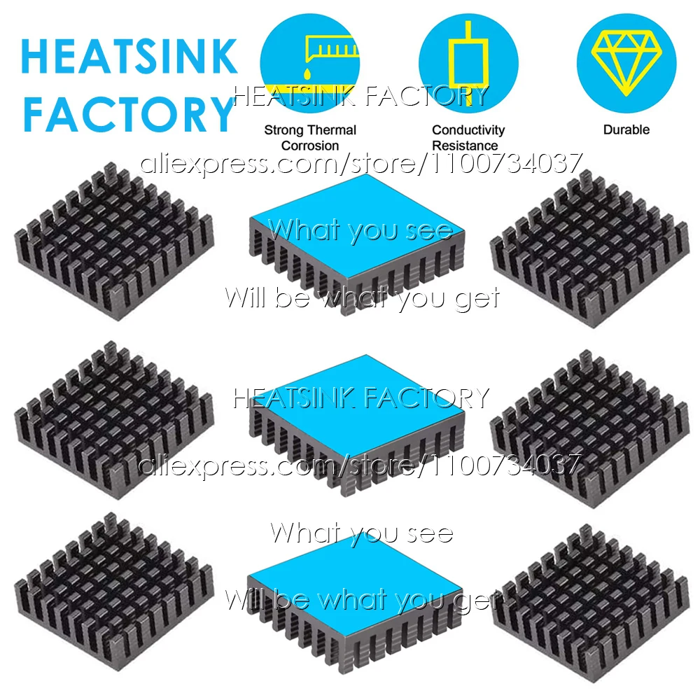 28x28x8mm Black Tone Aluminum Heatsink Thermal Adhesive Pad Cooler for Cooling IC Transistor Module PCB