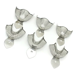 6pcs/set Dental Lab Tools Upper Lower Stainless Steel Impression Trays Autoclavable Teeth Tray Teeth Holder Dentist Tools