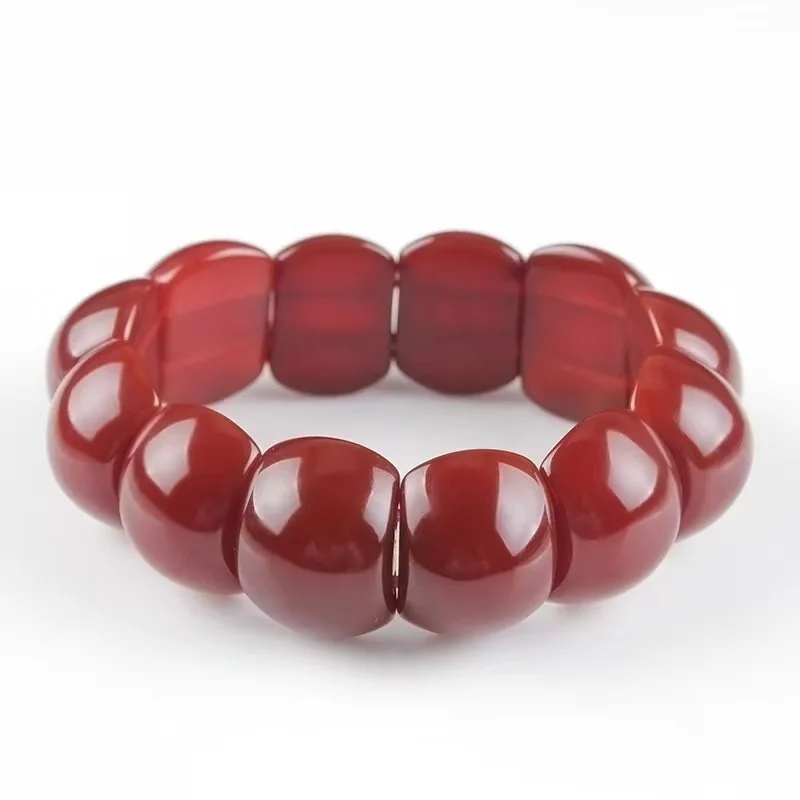 

Brazil Red Agate Baoshan South Red Bracelet Semicircle Red Agate Carnelian Hand Brand Half Beads Dual Line Buddha Beads Bracelet