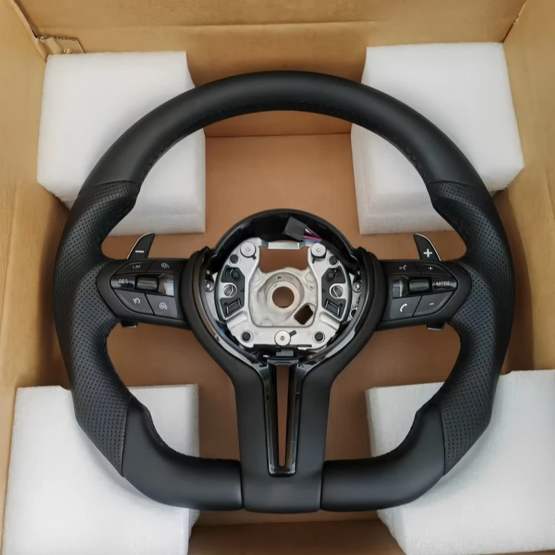 Sport Style All Black Leather Steering Wheel Interior Modification Component