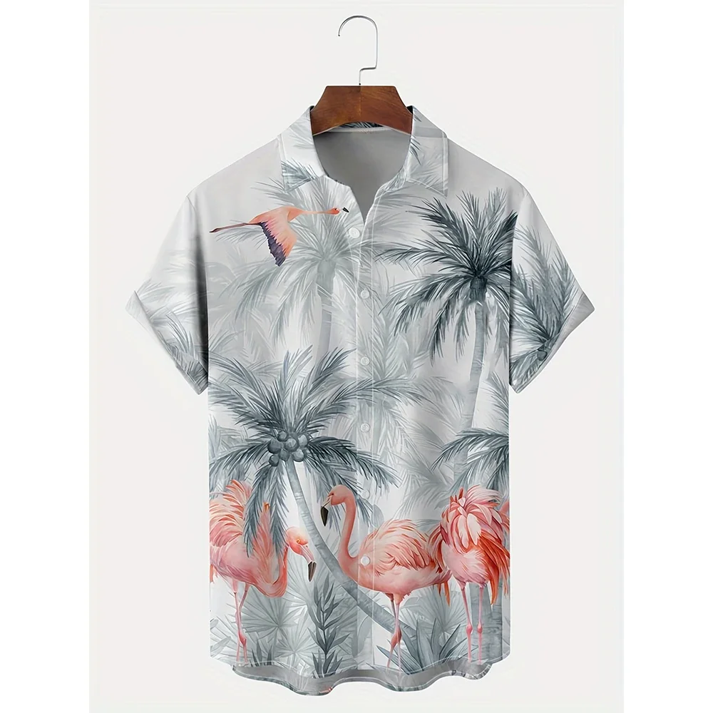 Camisas de playa hawaianas con estampado 3D divertido para hombres y mujeres, ropa de calle informal, Blusa de manga corta, gorila, flamenco, moda