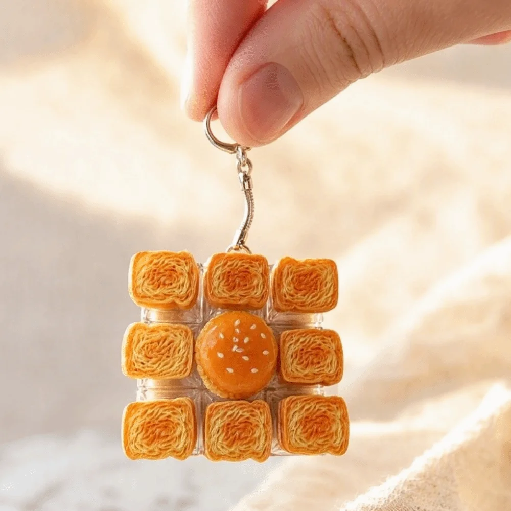 Cute Glow Design Decompression Button Simulation Keyboard Transparent Dual-Tone Mini Keyboard Pendant Luminous Burger Sandwich view 2
