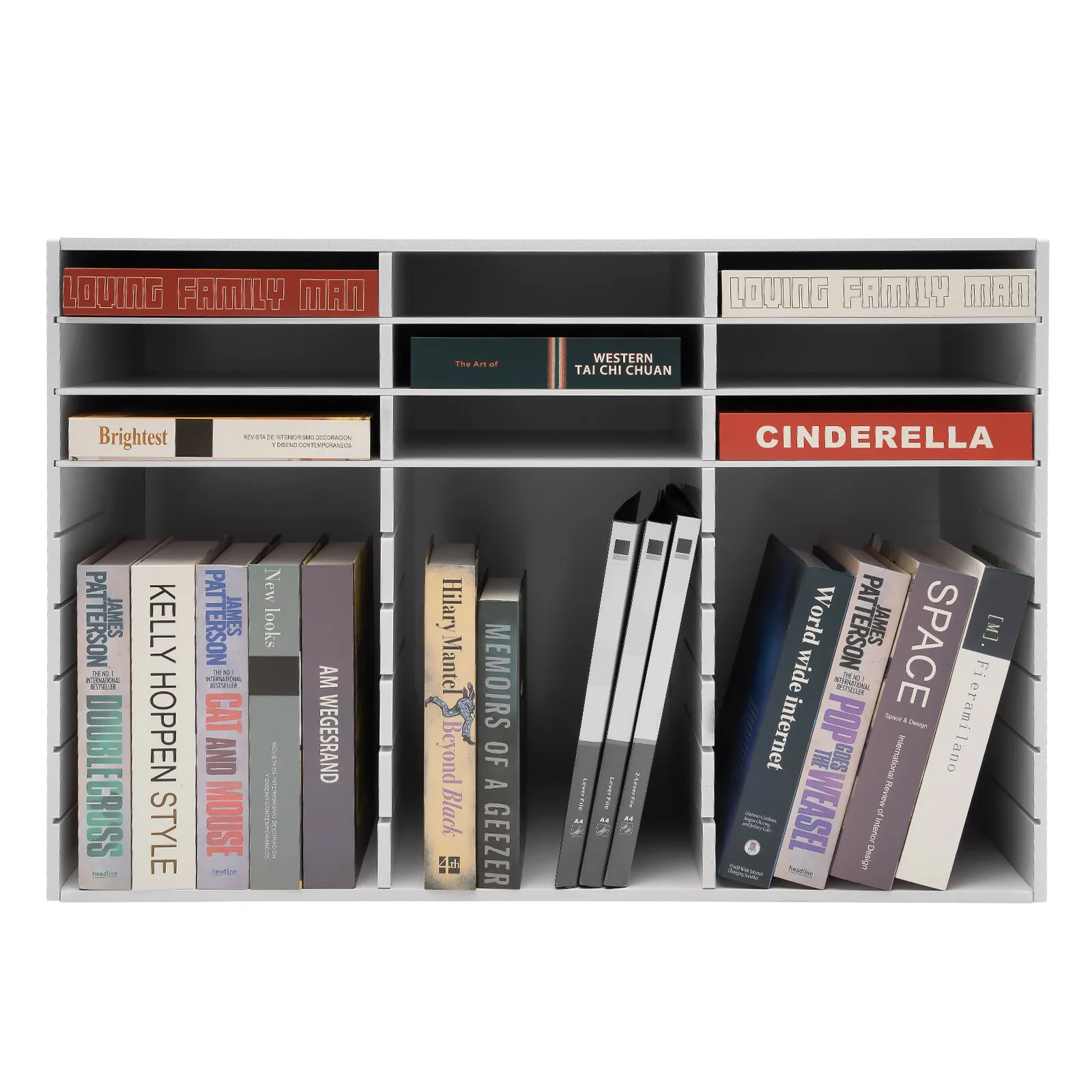 رف منظم أدب مكون من 27 فتحة - صندوق بريد PVC أبيض للفصول الدراسية والمدرسة المنزلية وخزانة ملفات تخزين الملفات المكتبية