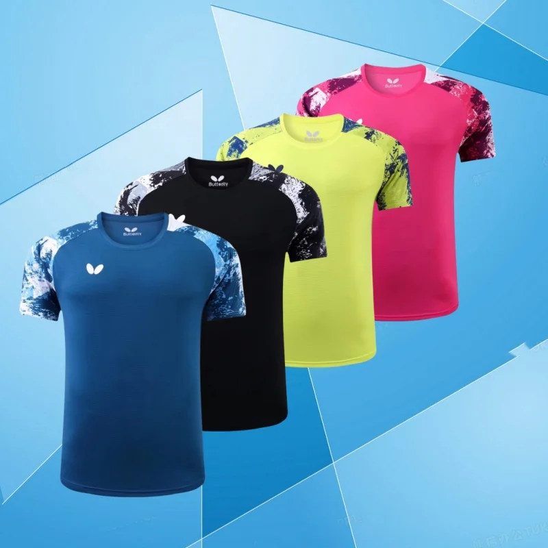 

Custom men's and women's butterfly table tennis clothes badminton T-shirt round neck quick dry breathable half sleeve can print