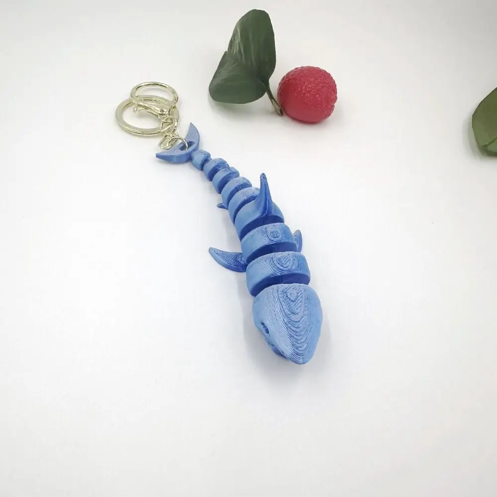 LLavero de ballena impreso en 3D PLA, figura de animales impresa en 3D multiarticulación móvil, adornos, llavero de tiburón realista