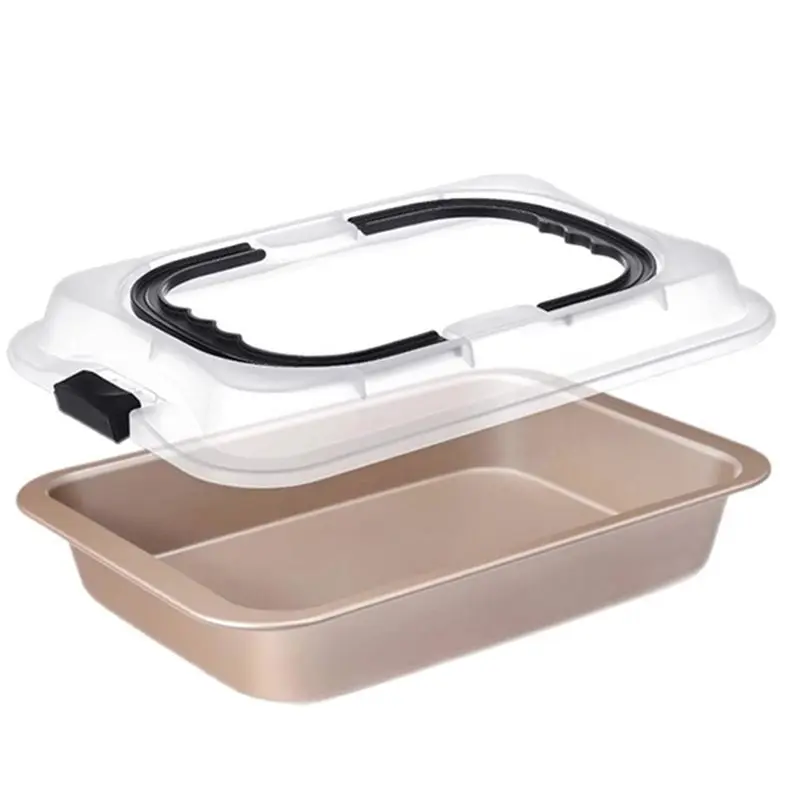 A08R~ For Oven, BBQ Camping& Potluck Compatible-Baking Pan-Lid Included-Non-Stick Roasting Pan-Versatile Large Capacity, Easy Cl