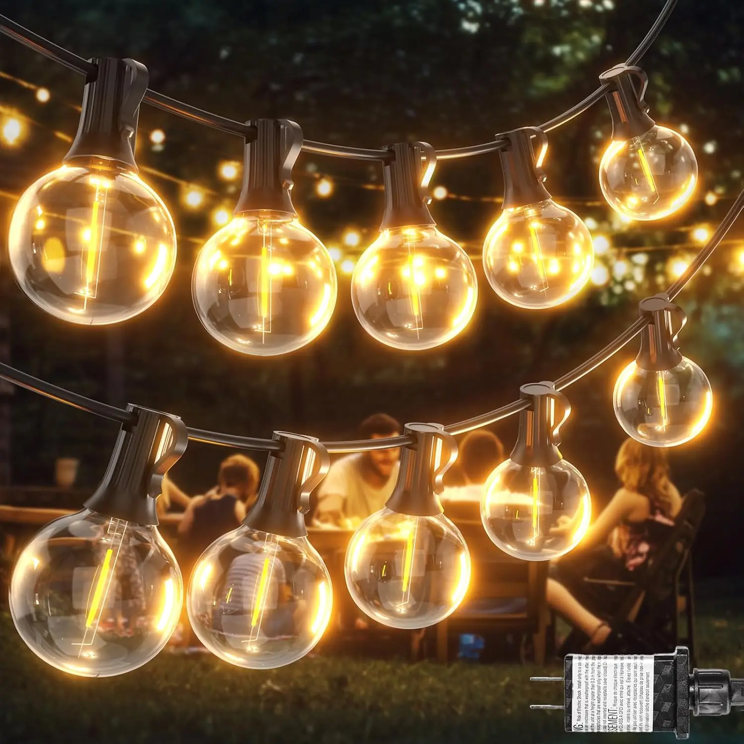 

60ft G40 Globe String Lights with 20+2 LED Bulbs, Shatterproof Hanging Patio Lights Connectable for Indoor Outdoor Garden