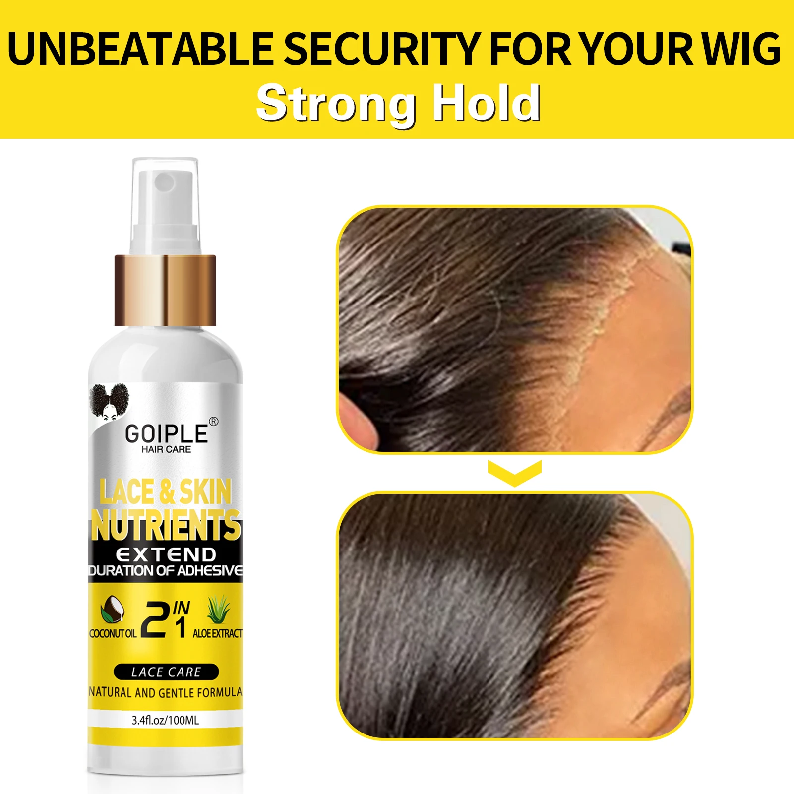 GOIPLE 3,4 жидких унции/100 мл питательные вещества для кружева и кожи с кокосовым маслом, удлиненная увлажняющая формула клея, продукт для ухода за кружевом