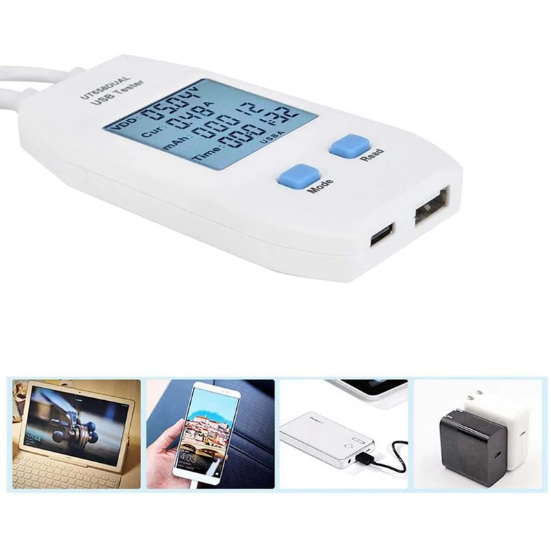 Hot USB Tester, UNI-T LCD USB Tester Detector Voltmeter Ammeter Digital Power Capacity Tester Meter(UT658 Dual)