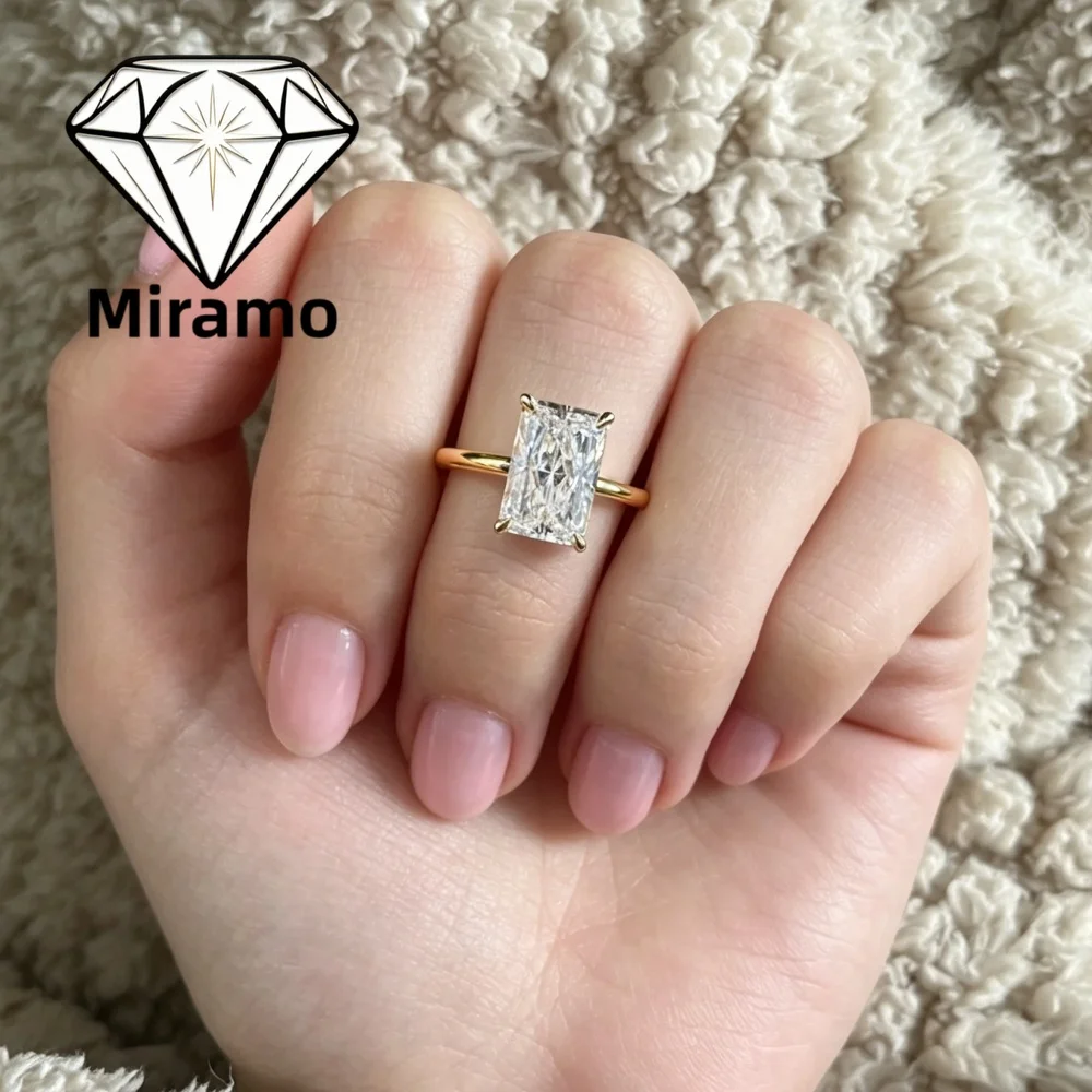 

Radiant Cut Moissanite Wedding Ring 1-10 Carat Halo Diamond Engagement 18K Ring for Women S925 Sterling Silver with Certificate