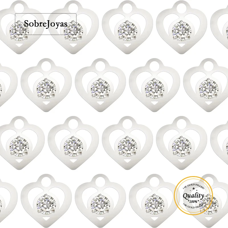 

Mini Heart Charm 925 Sterling Silver Heart Charm With CZ Connector For Bracelet Necklace Making Jewelry DIY Accessories