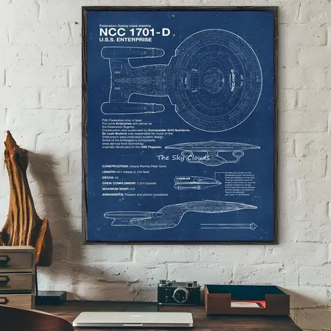 Rymdskeppsritning Star Trek-affisch Självhäftande konst Vattentät pappersklistermärke Kaffehus Barrum Väggdekor 11 best sales Star Trek: Ringarna - №10